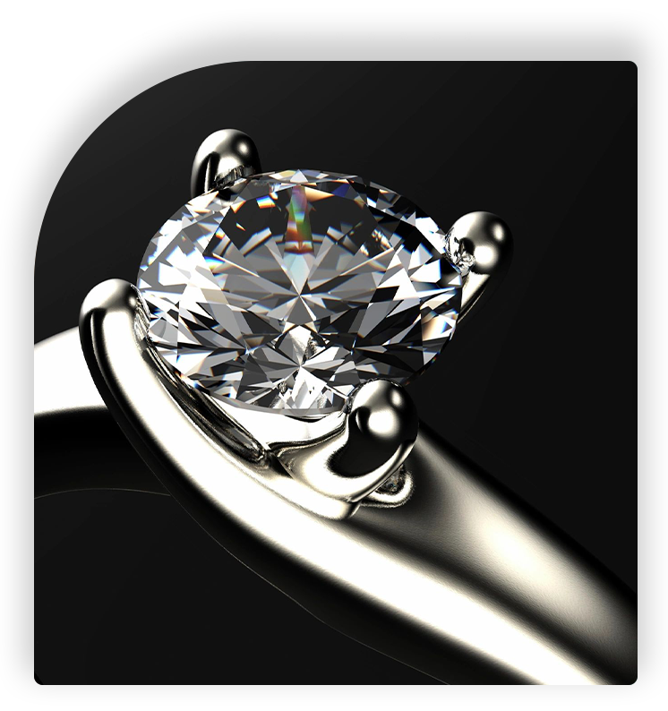 A diamond ring is shown with the image of it's side.